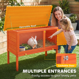 PawHut Wooden Rabbit Hutch, Guinea Pig Hutch with Asphalt Roof, Outdoor Elevated Bunny House for Rabbits, Chinchillas - thumbnail 5