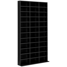HOMCOM CD / DVD Storage Shelf Storage Unit for 1116 CDs Height-Adjustable Compartments 102 x 24 x 195 cm Black - thumbnail 1