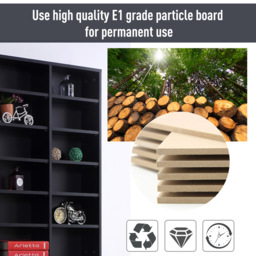 HOMCOM CD / DVD Storage Shelf Storage Unit for 1116 CDs Height-Adjustable Compartments 102 x 24 x 195 cm Black - thumbnail 5