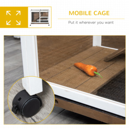 PawHut Wooden Rabbit Hutch Guinea Pigs House Bunny Small Animal Cage W/ Pull-out Tray Openable Roof Wheels 91.5 x 53.3 x 73 cm, Brown - thumbnail 6
