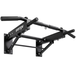 SPORTNOW Pull Up Bar Wall Mounted Chin Up Bar with Folding Design, 3 Hooks for Resistance Bands, Supports up to 120 kg, Black - thumbnail 1