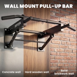 SPORTNOW Pull Up Bar Wall Mounted Chin Up Bar with Folding Design, 3 Hooks for Resistance Bands, Supports up to 120 kg, Black - thumbnail 4