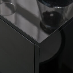 HOMCOM High Gloss Sideboard, Side Cabinet, Push-Open Design with 2 Drawer for Living Room, Bedroom, Black - Aosom UK - thumbnail 9