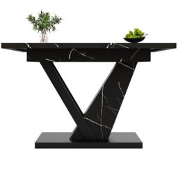 Telescopic Extendable Dining Table, Space-Saving Table with Smooth Runners, Adjustable Feet for 4-6, 120x75x75.5 cm, Black - Aosom UK - thumbnail 2
