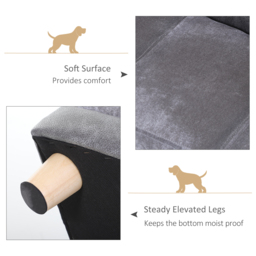 PawHut Dog Sofa Bed for Small-Sized Dogs, Elevated Pet Chair with PU Cover, Soft Cushion, Cat Couch Lounger with Anti-slip Legs - Grey - thumbnail 7