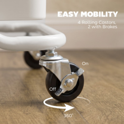 HOMCOM Three-Tier Home Trolley, with Handle and Wheels - White - thumbnail 5