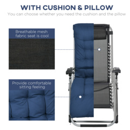 Outsunny 2 Piece Sun Lounger, Reclining Zero Gravity Sun Loungers with Cushions for Outdoor Patio, Blue - Aosom UK - thumbnail 6
