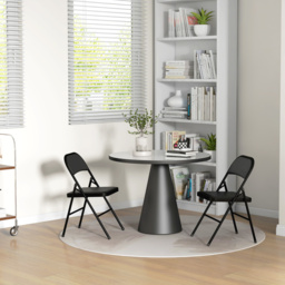 HOMCOM Padded Folding Chairs Set of 2 PU Leather Foldable Chairs with Cushioned Seat and Metal Frame for Home Office Dining, Black - Aosom UK - thumbnail 8
