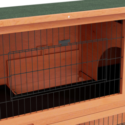 PawHut 2 Tier Antiseptic Wood Rabbit Hutch with Run Outdoor Orange - Aosom UK - thumbnail 8
