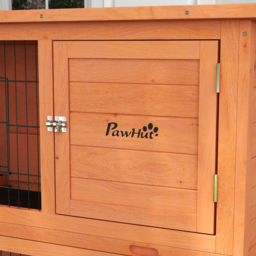 PawHut 2 Tier Antiseptic Wood Rabbit Hutch with Run Outdoor Orange - Aosom UK - thumbnail 9