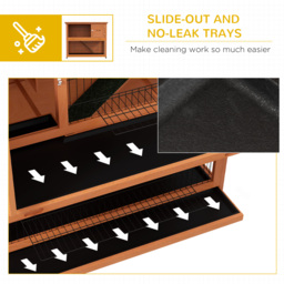 PawHut 2 Tier Antiseptic Wood Rabbit Hutch with Run Outdoor Orange - Aosom UK - thumbnail 6