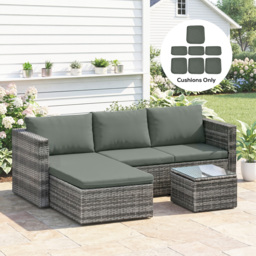 Outsunny Rattan Garden Wicker Patio Furniture Cushion Cover Sofa Cover Replacement - COVER ONLY, Grey - Aosom UK - thumbnail 2