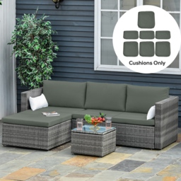 Outsunny Rattan Garden Wicker Patio Furniture Cushion Cover Sofa Cover Replacement - COVER ONLY, Grey - Aosom UK - thumbnail 8