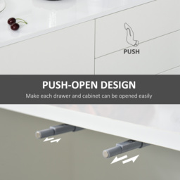 HOMCOM High Gloss Side Cabinet with 50kg Capacity Push Open Kitchen Sideboard Cabinet with 2 Drawers 2 Cabinets, White - Aosom UK - thumbnail 7