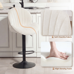HOMCOM Bar Stools Set of 2, Swivel Barstools with Back, Adjustable Height and Footrest for Kitchen Island, Dining Room, Cream - thumbnail 7