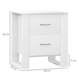 HOMCOM Bedside Table Set of 2 with 2 Drawers, Nightstands with Handles and Elevated Base, Side Tables for Bedroom, Living Room, White - thumbnail 3