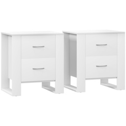 HOMCOM Bedside Table Set of 2 with 2 Drawers, Nightstands with Handles and Elevated Base, Side Tables for Bedroom, Living Room, White - thumbnail 1