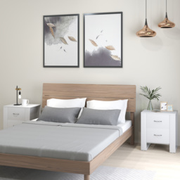 HOMCOM Bedside Table Set of 2 with 2 Drawers, Nightstands with Handles and Elevated Base, Side Tables for Bedroom, Living Room, White - thumbnail 2