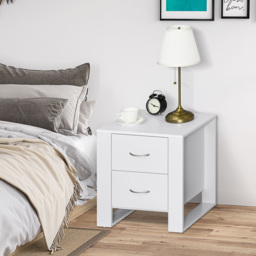 HOMCOM Bedside Table Set of 2 with 2 Drawers, Nightstands with Handles and Elevated Base, Side Tables for Bedroom, Living Room, White - thumbnail 7
