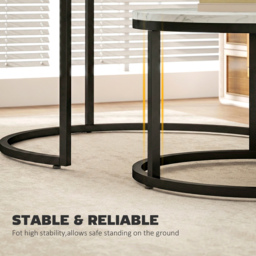 HOMCOM Set of Two Marble-Effect Stacking Tables - White - thumbnail 6