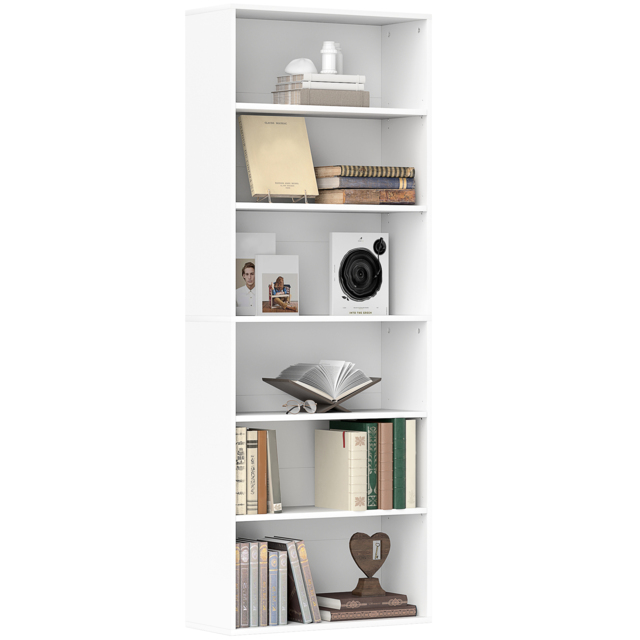 HOMCOM Six Shelf Bookcase - White - image 1