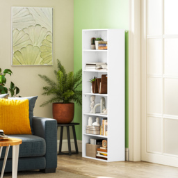 HOMCOM Six Shelf Bookcase - White - thumbnail 2