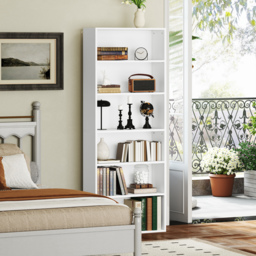 HOMCOM Six Shelf Bookcase - White - thumbnail 8