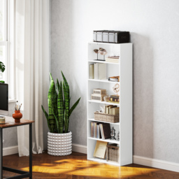 HOMCOM Six Shelf Bookcase - White - thumbnail 9