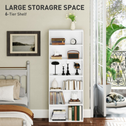 HOMCOM Six Shelf Bookcase - White - thumbnail 4