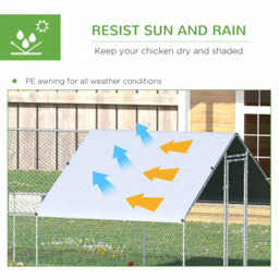 PawHut Chicken Run Galvanised Walk-in Chicken Coop Hen Poultry House Cage Rabbit Hutch with Water-Resist Cover, 3 x 8 x 2m - Aosom UK - thumbnail 4