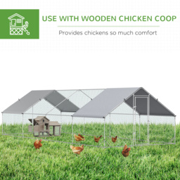 PawHut Chicken Run Galvanised Walk-in Chicken Coop Hen Poultry House Cage Rabbit Hutch with Water-Resist Cover, 3 x 8 x 2m - Aosom UK - thumbnail 5