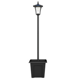 Outsunny Garden Solar Lamp Post Light, Waterproof LED Solar Light Post with Planter, Black - thumbnail 1