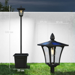 Outsunny Garden Solar Lamp Post Light, Waterproof LED Solar Light Post with Planter, Black - thumbnail 3