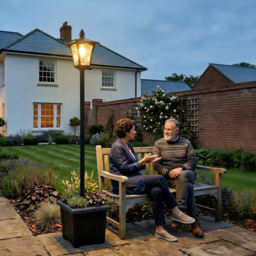 Outsunny Garden Solar Lamp Post Light, Waterproof LED Solar Light Post with Planter, Black - thumbnail 8