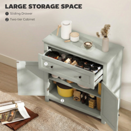 HOMCOM Sideboard Storage Cabinet, Modern Kitchen Cupboard with Adjustable Shelf, Drawer and Double Doors, Green - thumbnail 4