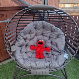 Outsunny 2 Seater Egg Chair with Soft Cushion, Steel Frame and Side Pocket, Garden Patio Basket Chair for Indoor, Outdoor, Brown - Aosom UK - thumbnail 8