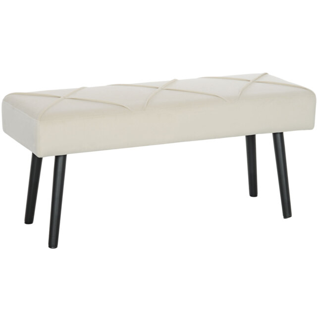 HOMCOM Upholstered Hallway Bench, End of Bed Bench with X-Shape Design and Steel Legs, Cream - image 1
