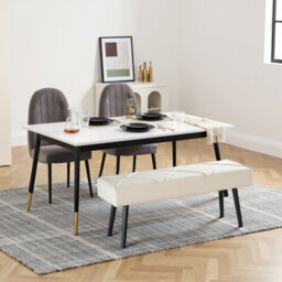 HOMCOM Upholstered Hallway Bench, End of Bed Bench with X-Shape Design and Steel Legs, Cream - thumbnail 7