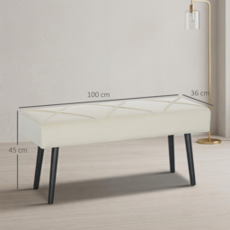 HOMCOM Upholstered Hallway Bench, End of Bed Bench with X-Shape Design and Steel Legs, Cream - thumbnail 3