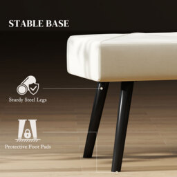 HOMCOM Upholstered Hallway Bench, End of Bed Bench with X-Shape Design and Steel Legs, Cream - thumbnail 5