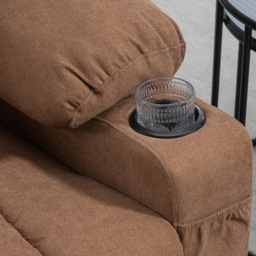 HOMCOM Oversized Riser and Recliner Chairs for the Elderly, Fabric Upholstered Lift Chair with Remote Control, Side Pockets, Brown - Aosom UK - thumbnail 9