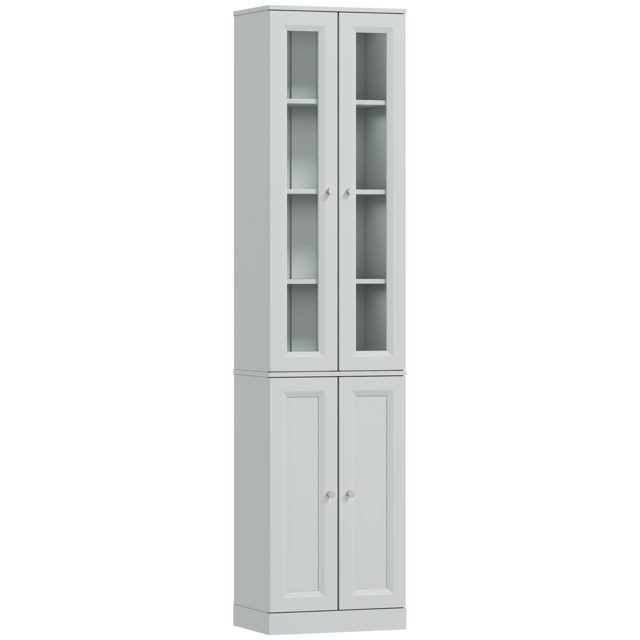 HOMCOM Tall Bathroom Storage Cabinet, 6-Tier Slim Bathroom Cabinet with Adjustable Shelf, 4 Soft-Close Doors, Dusty Blue - image 1