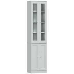 HOMCOM Tall Bathroom Storage Cabinet, 6-Tier Slim Bathroom Cabinet with Adjustable Shelf, 4 Soft-Close Doors, Dusty Blue - thumbnail 1