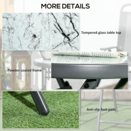 Outsunny Faux Marble Folding Patio Side Table: Compact Round Coffee Table for Outdoor Use, White - Aosom UK - thumbnail 7