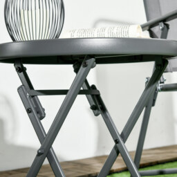 Outsunny Faux Marble Folding Patio Side Table: Compact Round Coffee Table for Outdoor Use, White - Aosom UK - thumbnail 9