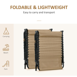 Outsunny Portable Sun Lounger Set of 2, Folding Camping Bed Cot, Reclining Lounge Chair 5-position Adjustable Backrest with Side Pocket  - Aosom UK - thumbnail 6
