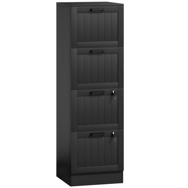 HOMCOM 4 Drawer Filing Cabinet with Lock, Office Storage Cabinet with Adjustable Hanging Bars for A4 Letter Size Files, Black - image 1