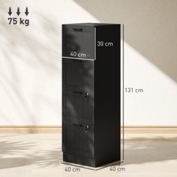 HOMCOM 4 Drawer Filing Cabinet with Lock, Office Storage Cabinet with Adjustable Hanging Bars for A4 Letter Size Files, Black - thumbnail 3
