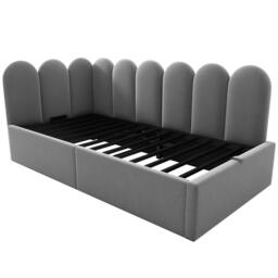 Modern Velvet Daybed with Hydraulic Storage, Compact Sofa Bed for Flats and Guest Rooms, 200L x 97W x 76H cm, Grey - Aosom UK - thumbnail 2