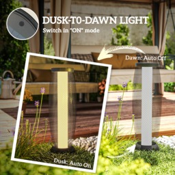 Outsunny Garden Solar Lamp, 71.5 cm Tall Metal Floor Lamp, Auto On/Off LED Solar Garden Light with Metal Wire Shade, IP44 for Outdoor, Porch, Pathway, Terrace, Black - thumbnail 5